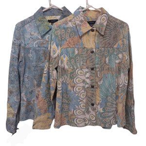 2 Kaktus Jackets Floral Textured Print Size Small